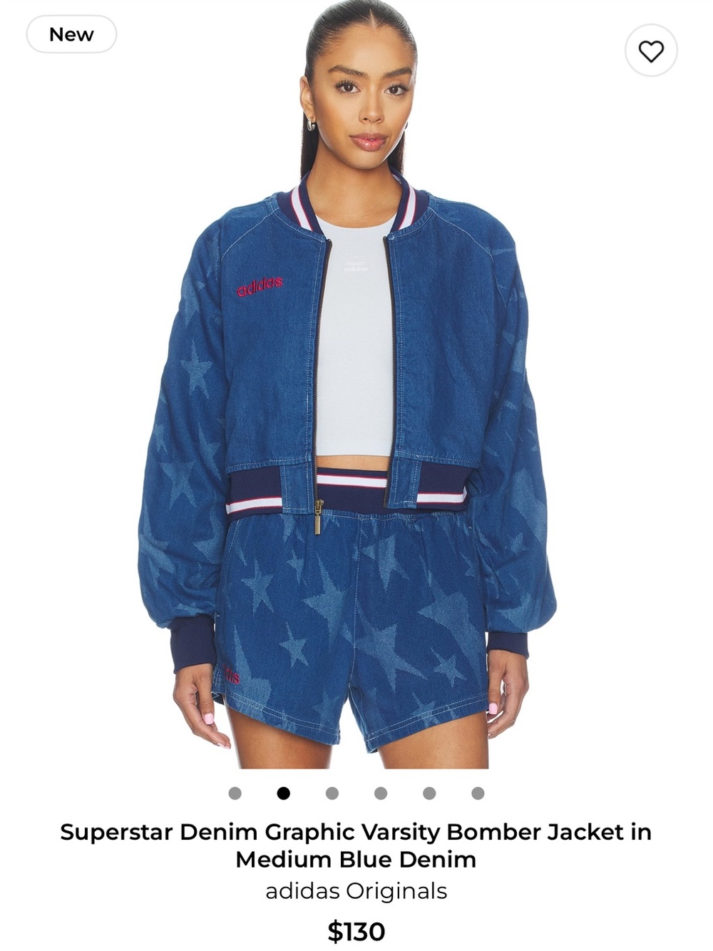 Adidas Blue Star-Print Bomber Jacket